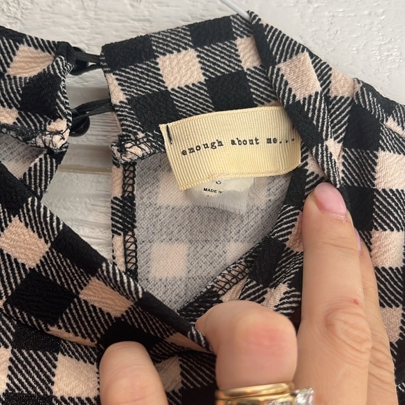 Enough about me gingham black and cream mini dress small - Picture 2 of 3